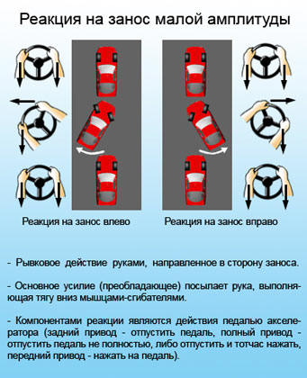 Реакция на занос малой амплитуды